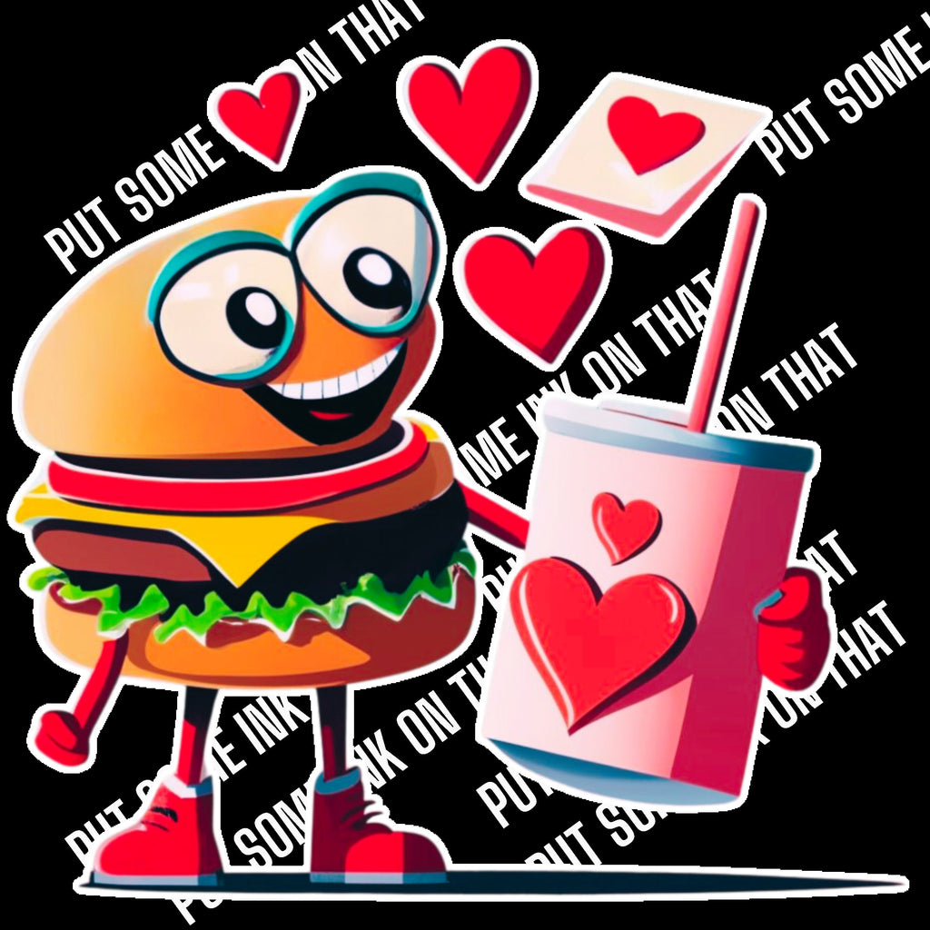 Fast Food Romance PNG Clipart: Burger & Fries, Valentine's Day (Digital Download)