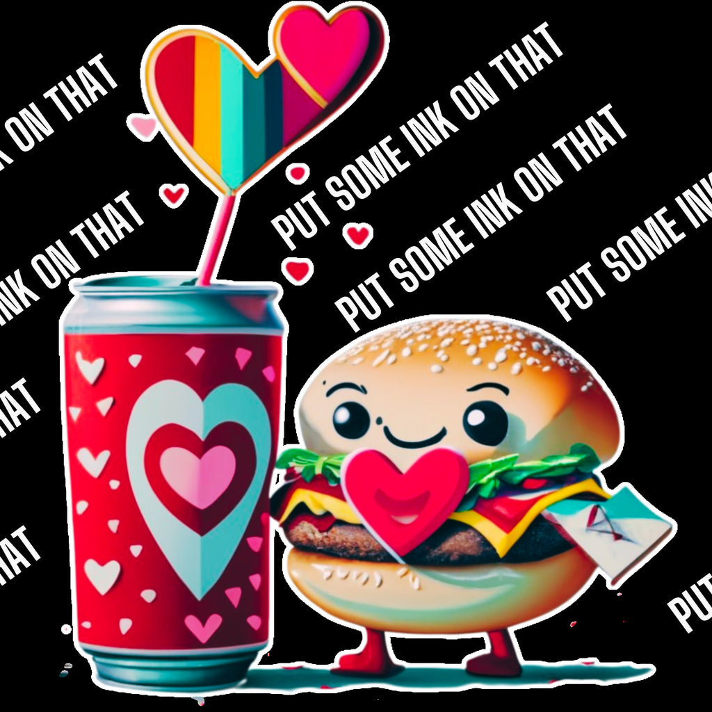 Fast Food Romance PNG Clipart: Burger & Fries, Valentine's Day (Digital Download)