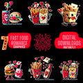 Fast Food Romance PNG Clipart: Burger & Fries, Valentine's Day (Digital Download)