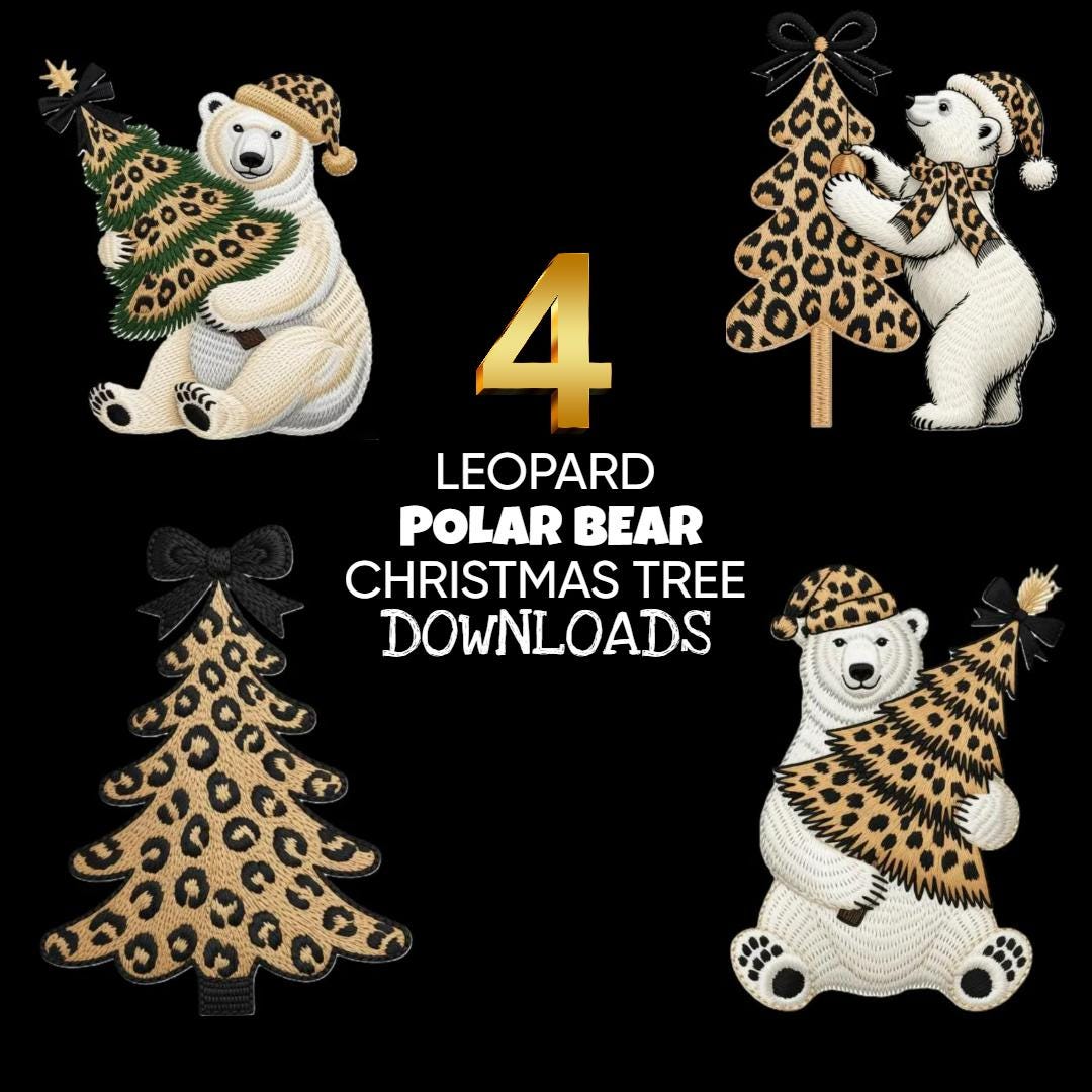White Polar Bear Leopard Cheetah Animal Print Christmas Woodland Design Download