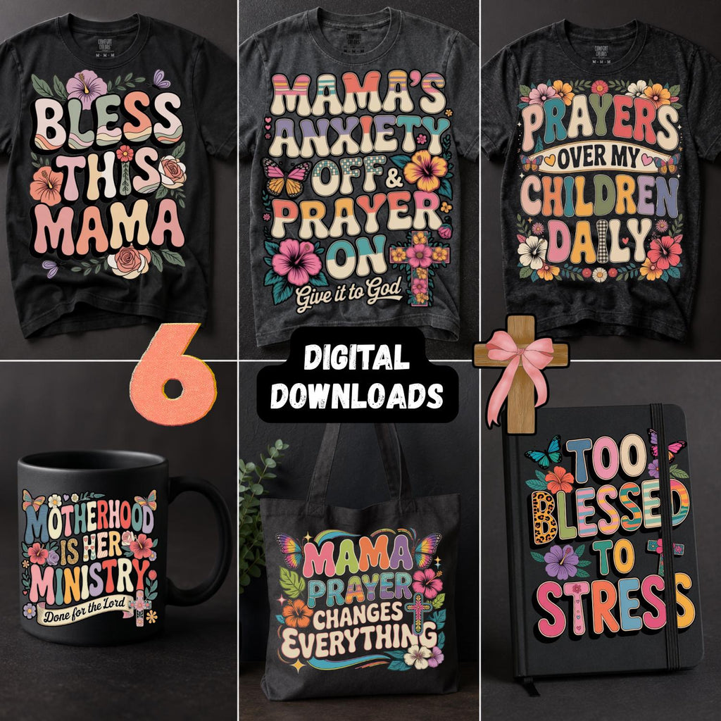 Christian Mom PNG Bundle, Retro Floral Bible Verse Designs (Digital Download)