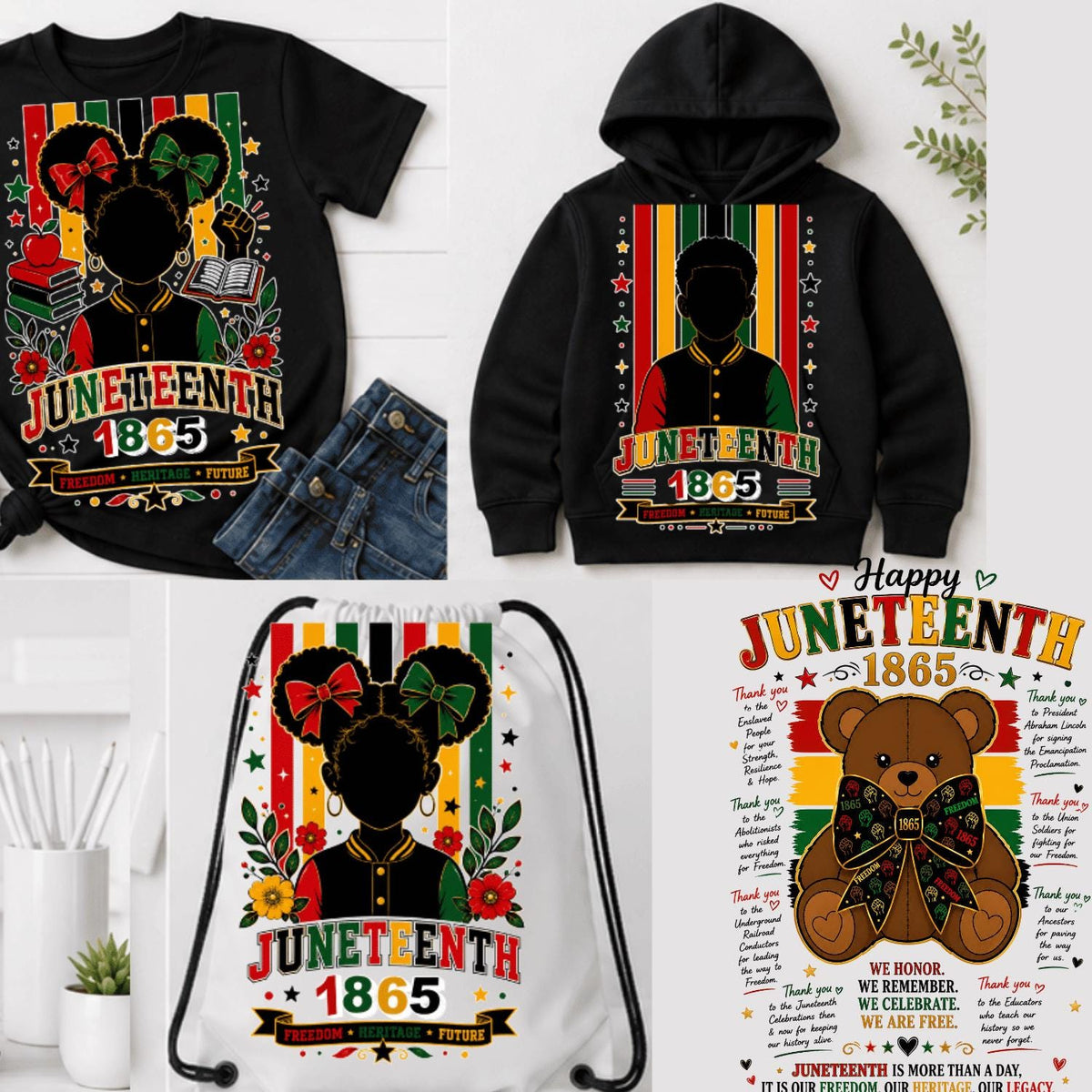Juneteenth Afro Puff Hair Download Red Green Yellow PNG Download