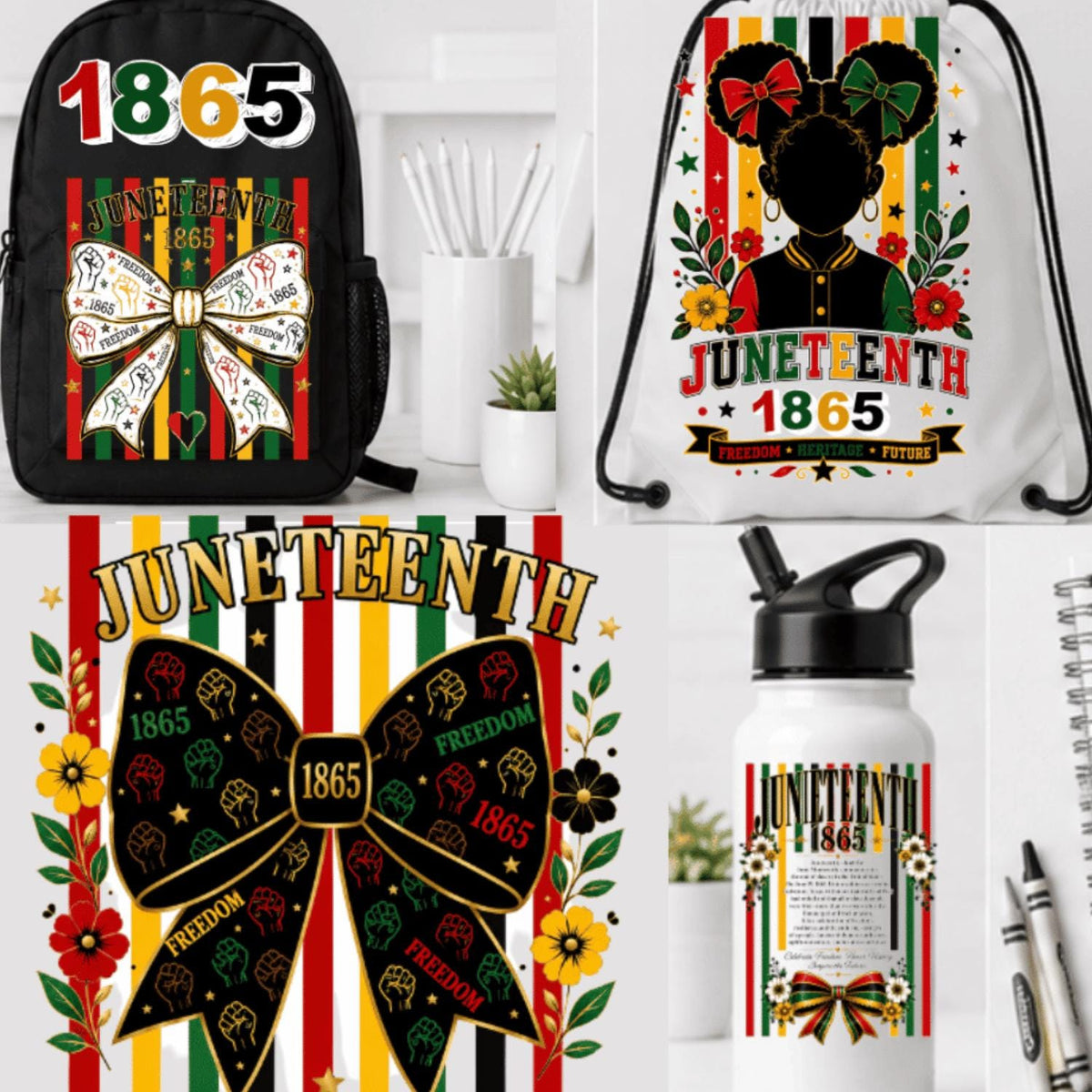Juneteenth Afro Puff Hair Download Red Green Yellow PNG Download