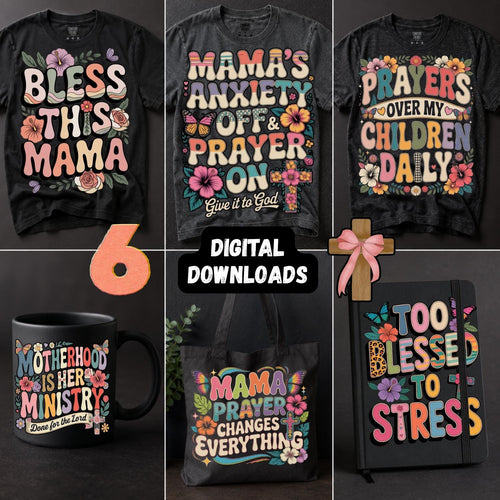 Christian Mom PNG Bundle, Retro Floral Bible Verse Designs (Digital Download)
