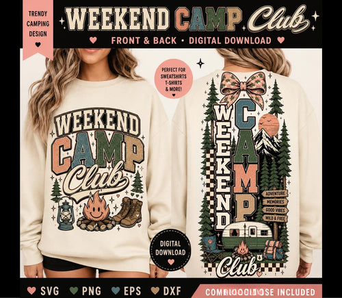 Camp For The Weekend Png Shirt Sweater Hoodie Design Download For Sublimation, Post Card making, Live Retro On the Road RV Download