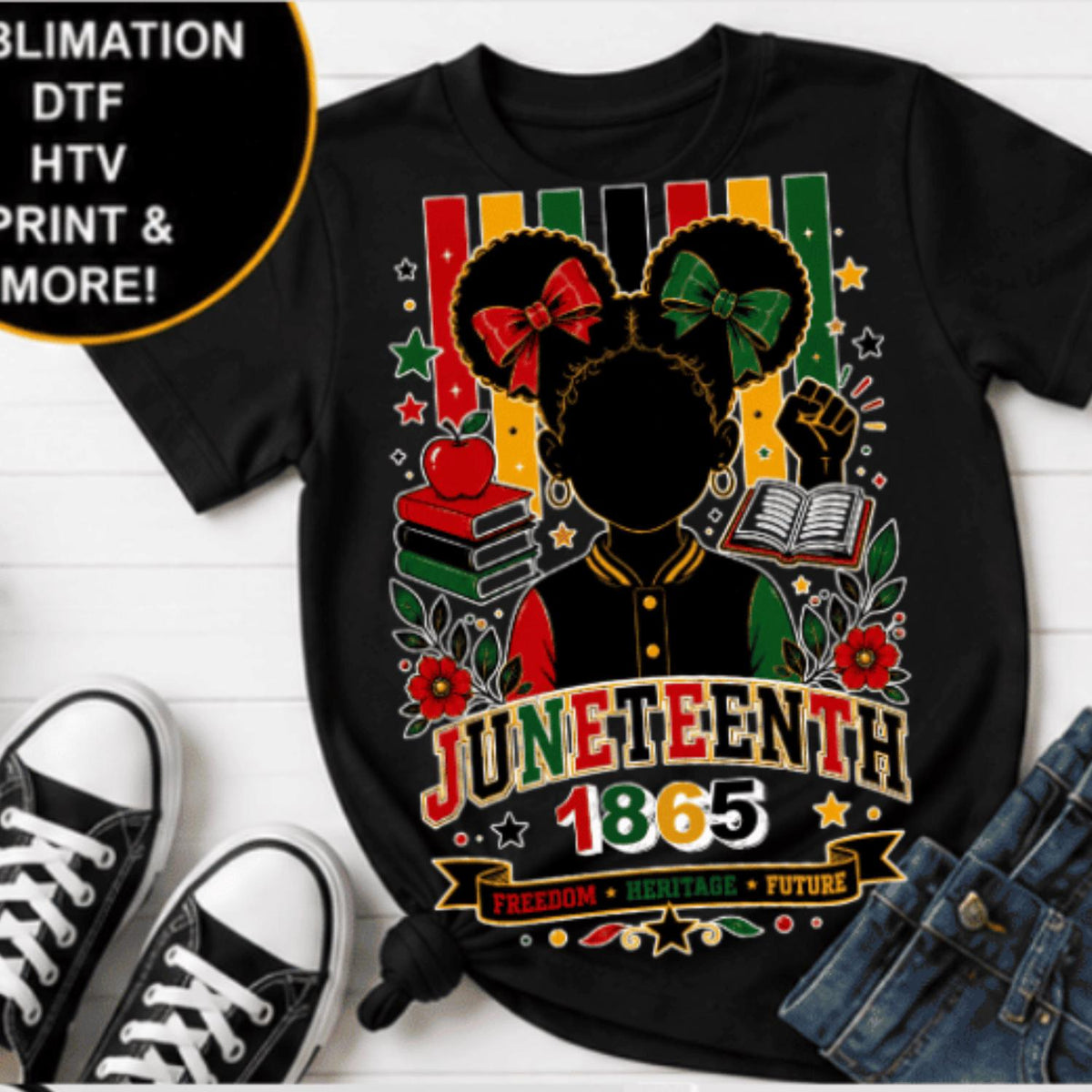Juneteenth Afro Puff Hair Download Red Green Yellow PNG Download