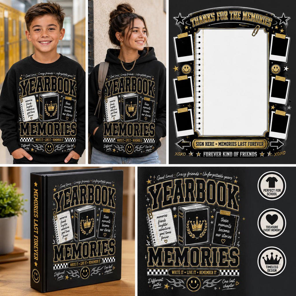Shirt Signing Memories Journal Entry PNG , Yearbook Collage Clip Art Instant Download