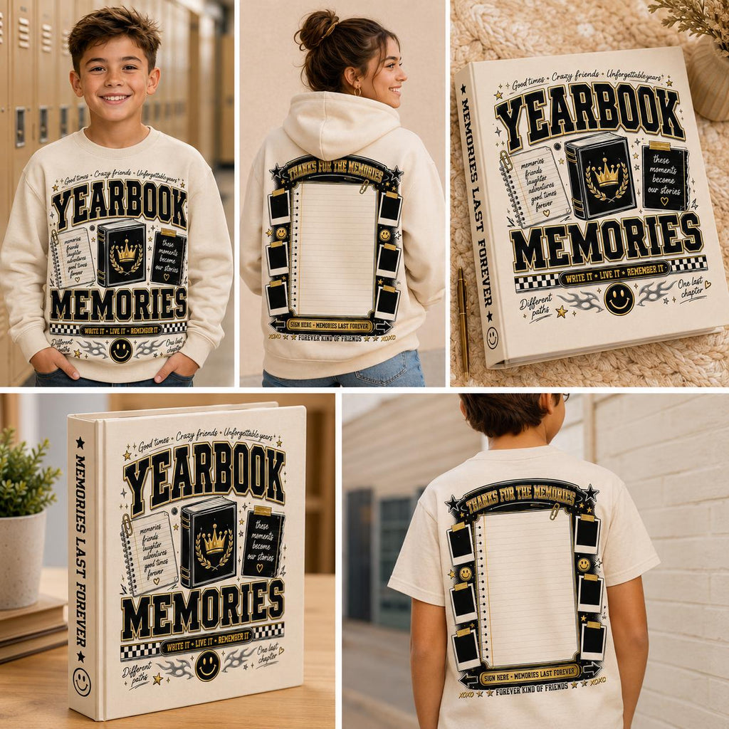 Shirt Signing Memories Journal Entry PNG , Yearbook Collage Clip Art Instant Download