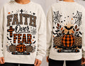 Faith Over Fear PNG, Christian Halloween Pumpkin, Bible Verse Leopard Plaid (Digital Download)