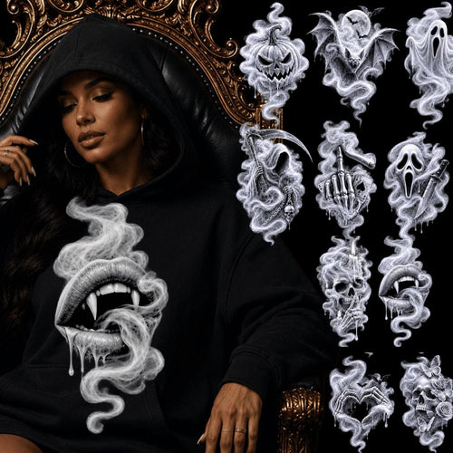 10 Halloween Smoke PNG Bundle, Gothic PNG, Ghost Skull Vampire Pumpkin Grim Reaper, Spooky Sublimation PNG, Halloween Clipart