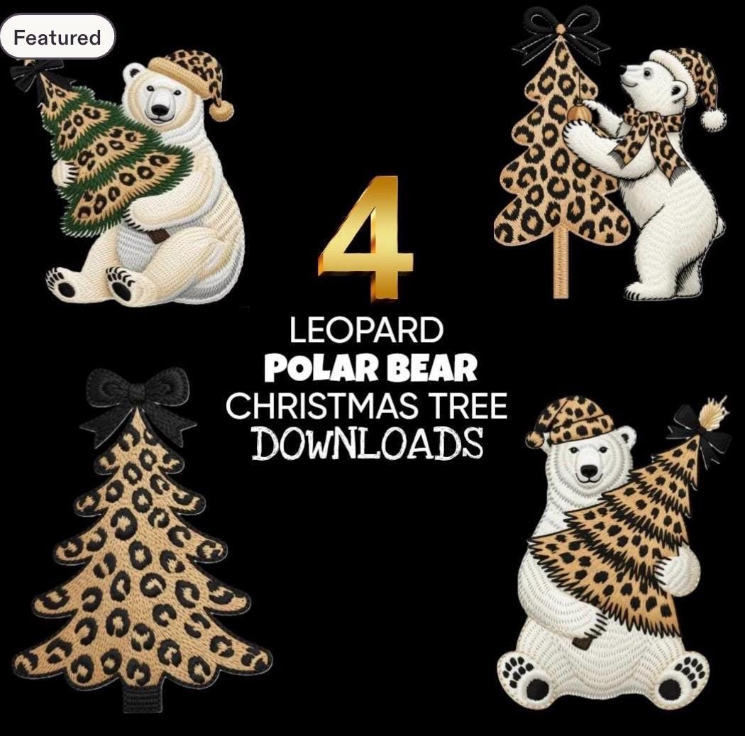White Polar Bear Leopard Cheetah Animal Print Christmas Woodland Design Download