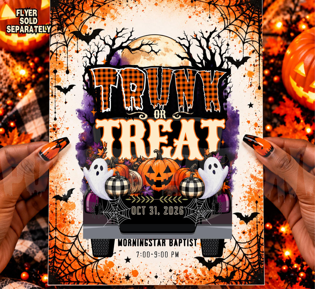 Editable Trunk or Treat Canva Template, Halloween Invitation Flyer (Digital Download)