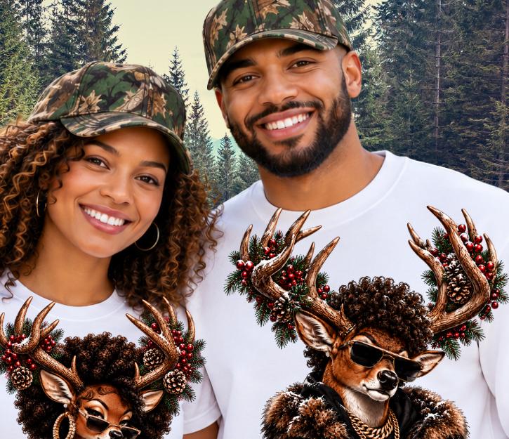 4 Afro reindeer Bundle, Christmas Family PNG, Black Family Christmas Download, Matching Family Deer Dad Mom Sister Brother Sublimation