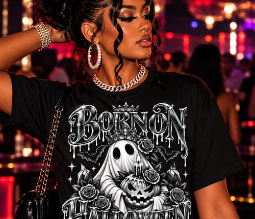 Born on Halloween PNG, October 31 Birthday Ghost Design, Gothic Roses Bats Jack O Lantern Birthday Graphic Birthday Decor Bundle Download