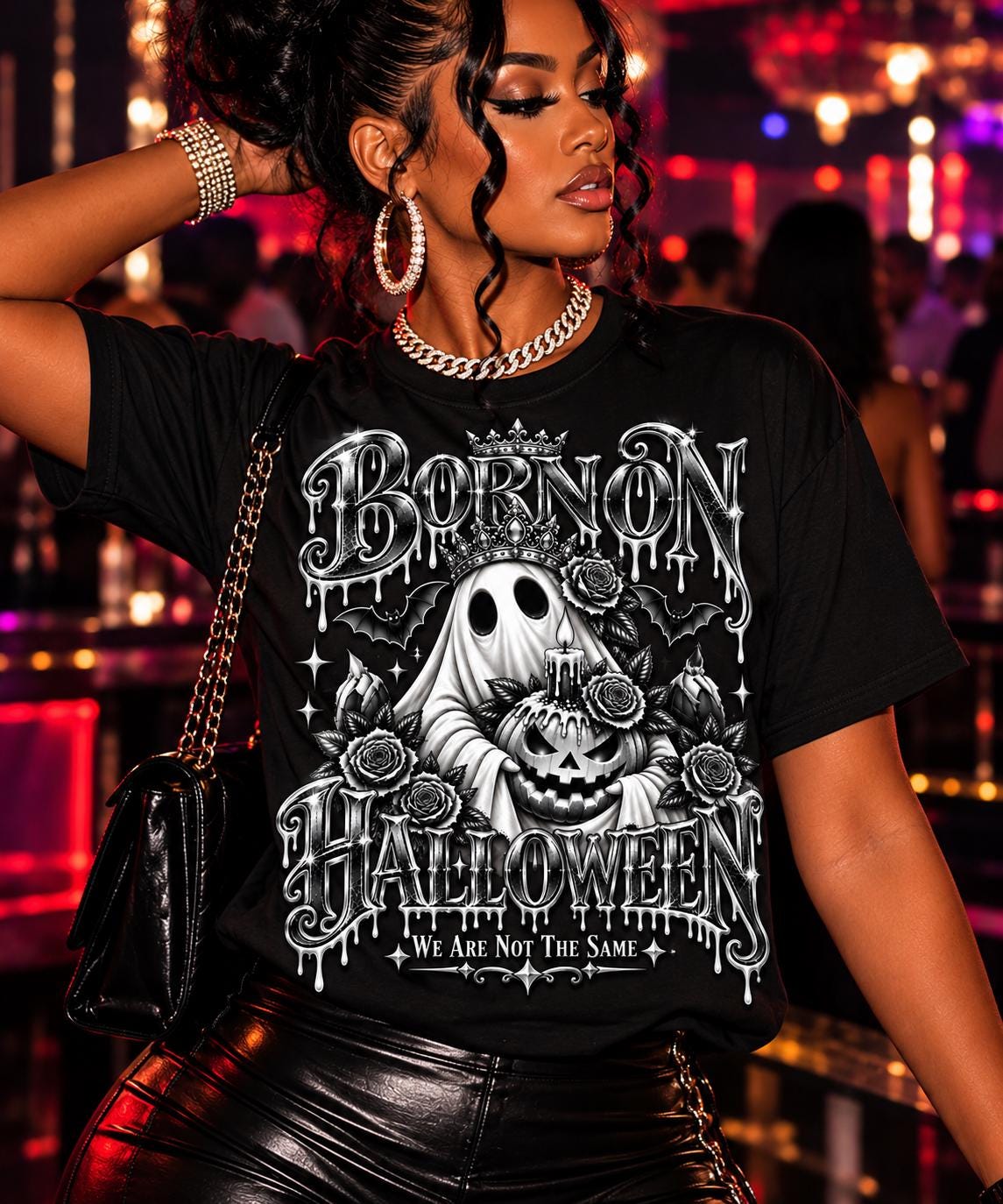 Born on Halloween PNG, October 31 Birthday Ghost Design, Gothic Roses Bats Jack O Lantern Birthday Graphic Birthday Decor Bundle Download
