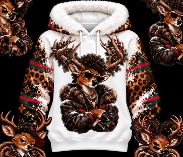 4 Afro reindeer Bundle, Christmas Family PNG, Black Family Christmas Download, Matching Family Deer Dad Mom Sister Brother Sublimation