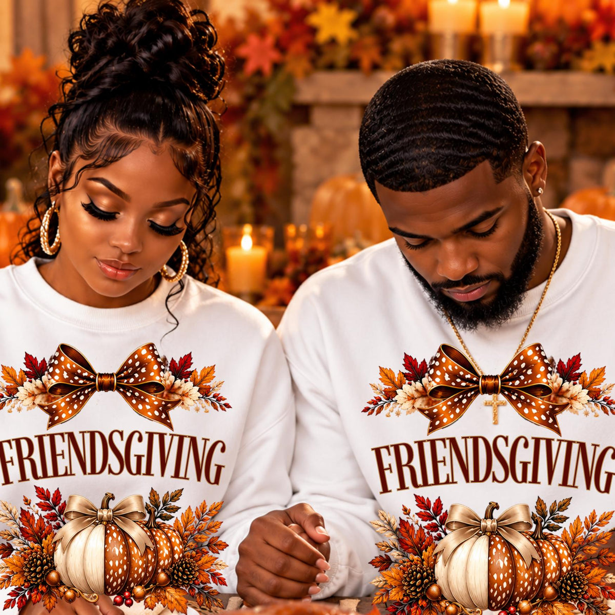 Friendsgiving Pumpkin Bow Download, Autumn Fall PNG Graphic, Thanksgiving for Friends (Digital Download)